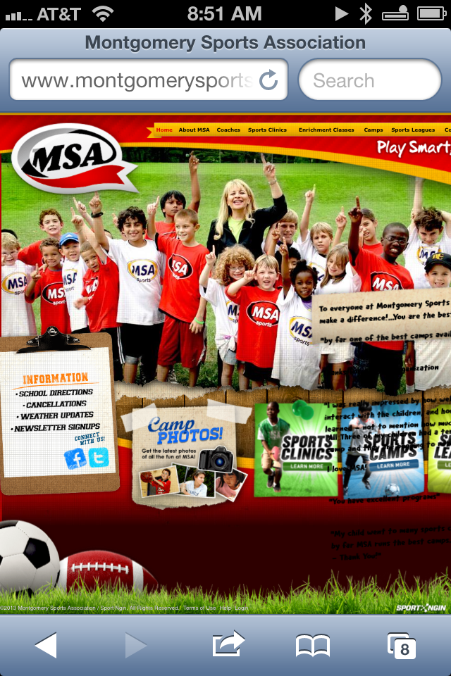 Screenshot of MSA's site on my iPhone